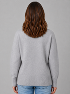 Women's Grey Knit Cardigan with Heart Buttons
