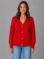 Women's Grey Knit Cardigan with Heart Buttons