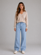 Women's High Waist Wide Leg Jeans with Belt Loop