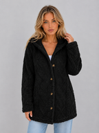 Women's Hooded Cardigan with Button Front Closure