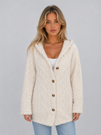 Women's Hooded Cardigan with Button Front Closure