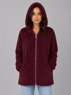 Women's Hooded Cardigan with Longline Zip Fit