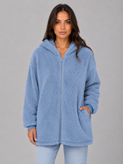 Women's Hooded Cardigan with Longline Zip Fit
