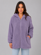 Women's Hooded Cardigan with Longline Zip Fit
