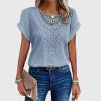 Women’s Ibiza Style Blouse with Lace Detailing