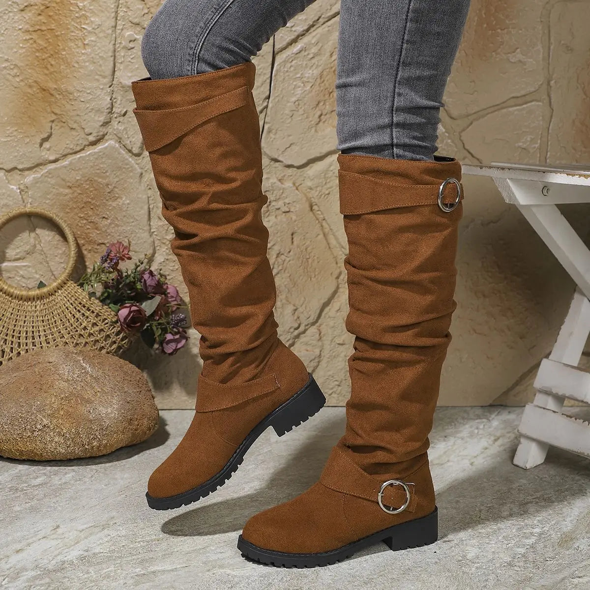 Women’s Knee High Boots with Buckle