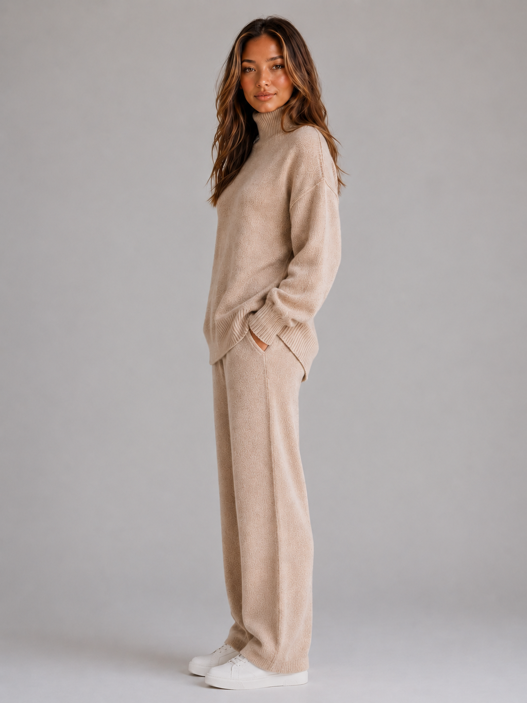 Women’s Knitted Lounge Set with Roll Neck