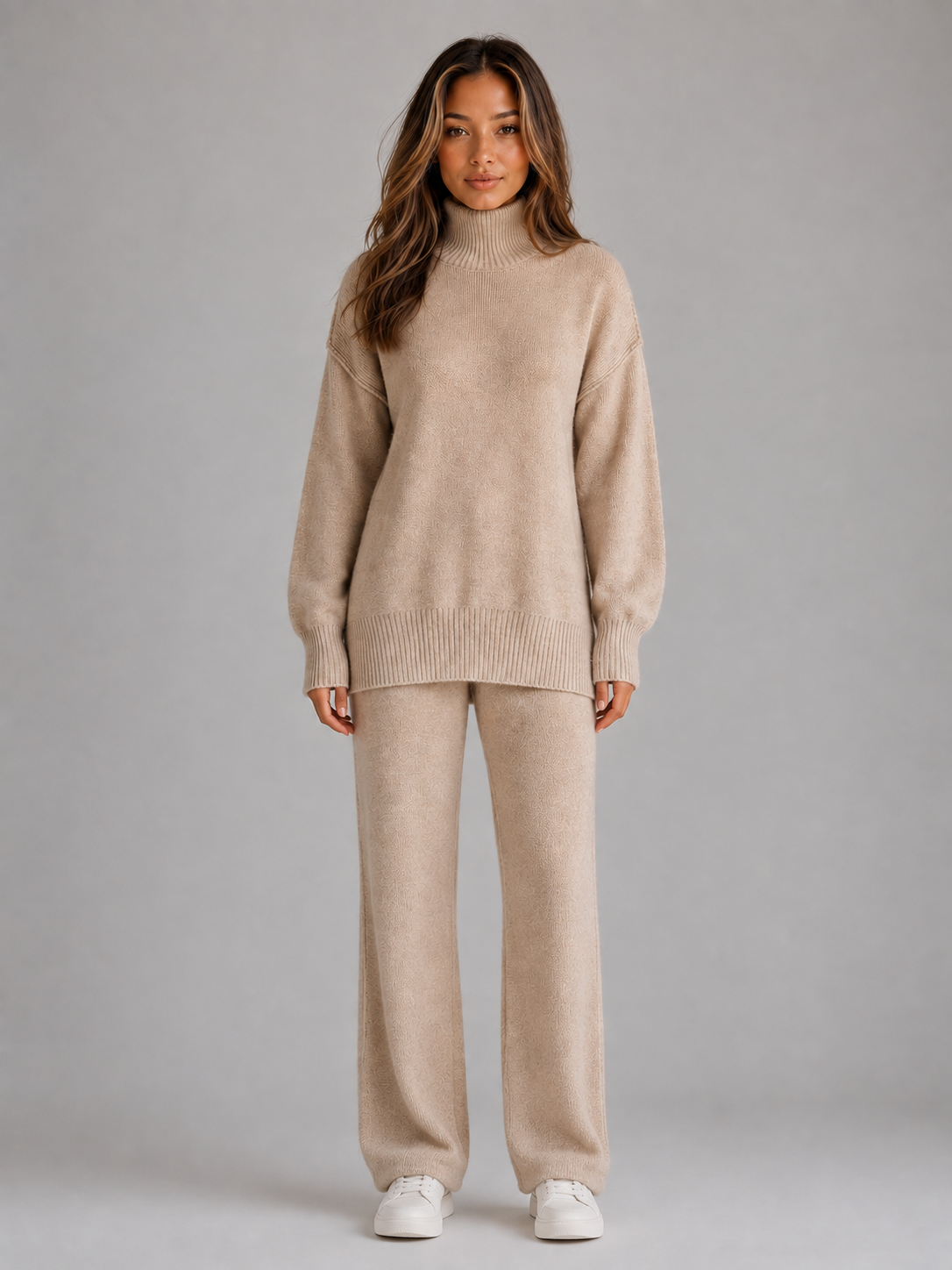 Women’s Knitted Lounge Set with Roll Neck
