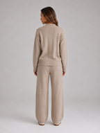 Women's Knitted Lounge Set with Wide Trousers