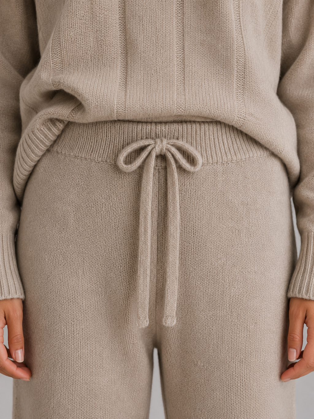 Women's Knitted Lounge Set with Wide Trousers