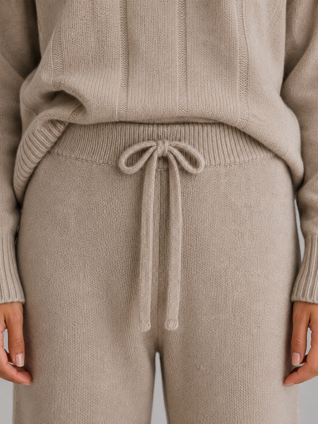Women's Knitted Lounge Set with Wide Trousers