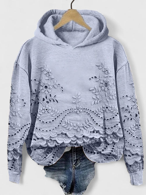 Hazel | Hooded Sweater with Floral Lace Detail
