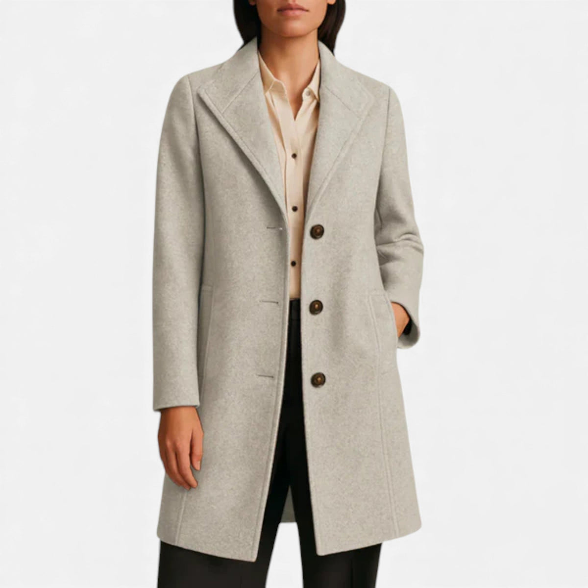 Odette | Tweed Coat with Notch Lapel