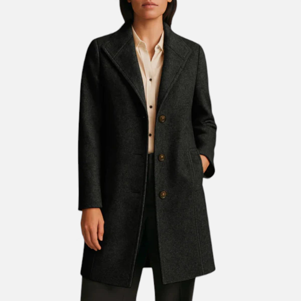 Odette | Tweed Coat with Notch Lapel
