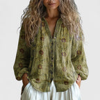 Women’s Leaf-Print Blouse - Comfortable Fit