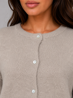 Women's Long Sleeve Cardigan with Crew Neck