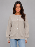 Women's Long Sleeve Cardigan with Crew Neck