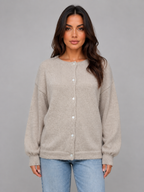Women's Long Sleeve Cardigan with Crew Neck