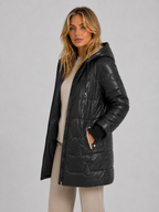 Women's Longline Hooded Puffer with Quilted Finish