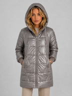 Women's Longline Hooded Puffer with Quilted Finish