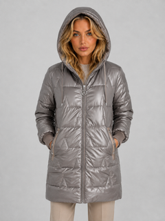 Women's Longline Hooded Puffer with Quilted Finish