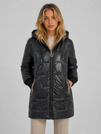 Women's Longline Hooded Puffer with Quilted Finish