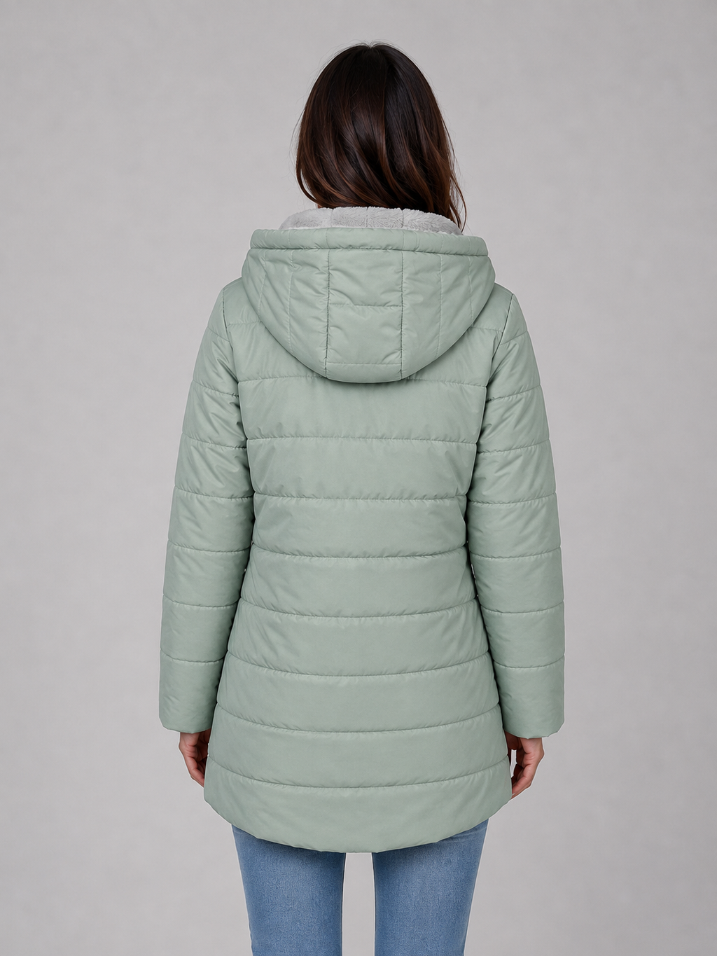 Women's Longline Puffer Coat – Hooded Fleece-Lined Winter Jacket