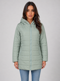 Women's Longline Puffer Coat – Hooded Fleece-Lined Winter Jacket