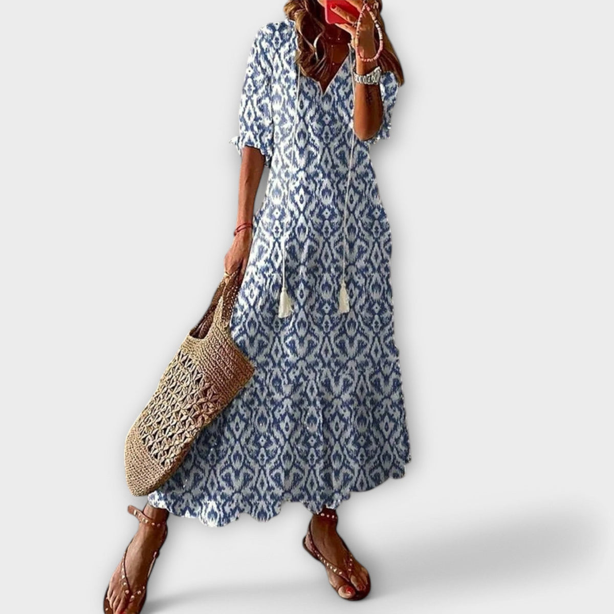 Women’s Maxi Dress - Waist Tie