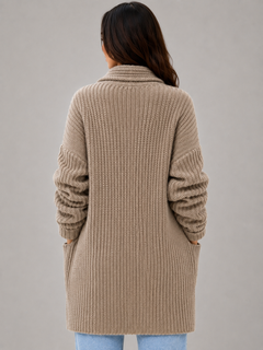 Women's Open Front Cardigan Shawl Collar - Soft Knit Longline Style