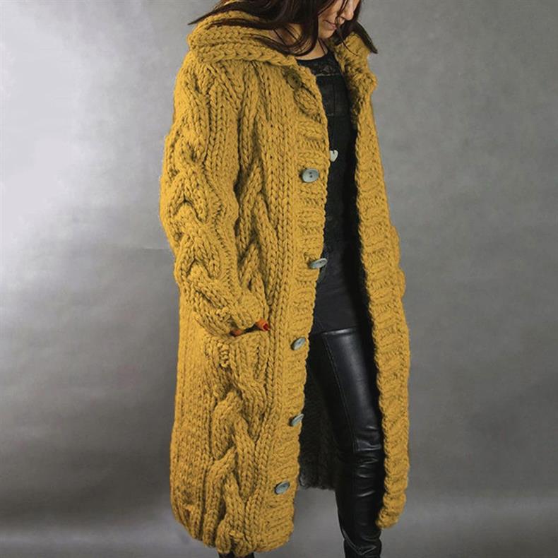 Women’s Oversized Cable Knit Coat with Hood