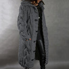 Women’s Oversized Cable Knit Coat with Hood
