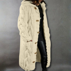 Women’s Oversized Cable Knit Coat with Hood