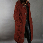 Women’s Oversized Cable Knit Coat with Hood