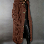 Women’s Oversized Cable Knit Coat with Hood