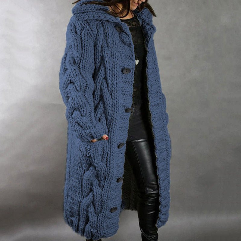 Women’s Oversized Cable Knit Coat with Hood