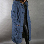 Women’s Oversized Cable Knit Coat with Hood