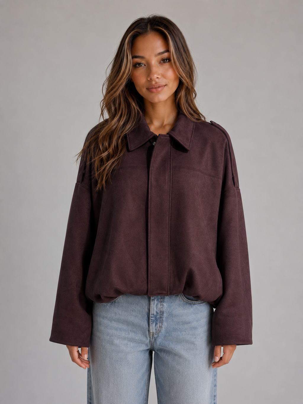 Women’s Oversized Jacket with Turn Down Collar