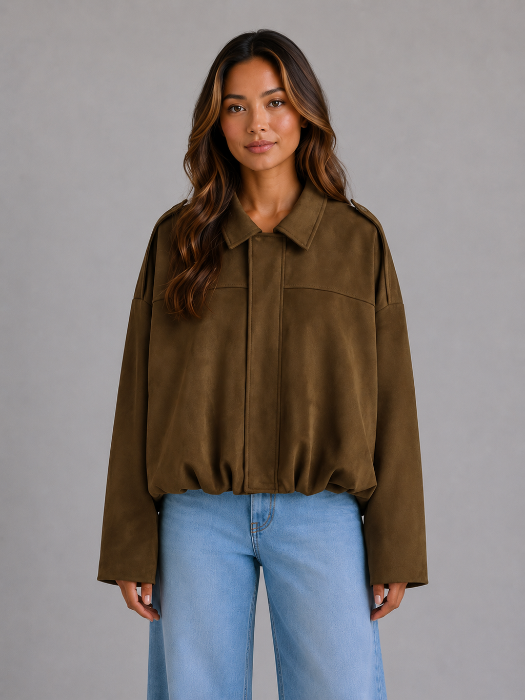 Women’s Oversized Jacket with Turn Down Collar