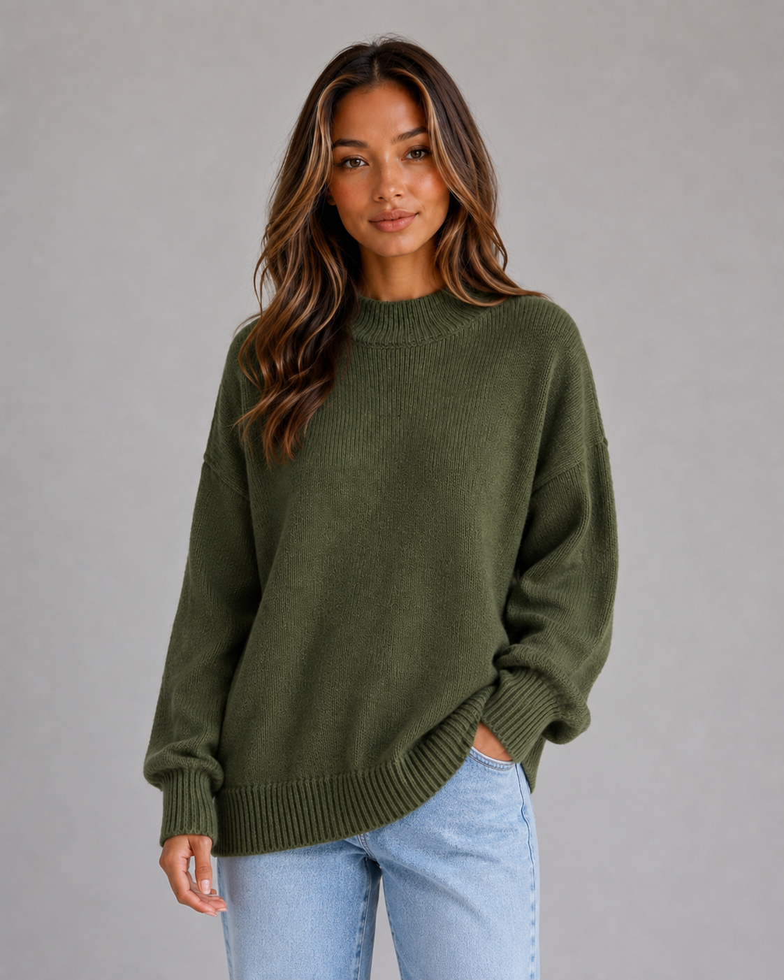 Women’s Oversized Jumper with High Neckline Fit