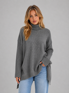 Women’s Oversized Jumper with Roll Neck Ribbing