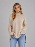 Women’s Oversized Jumper with Roll Neck Ribbing