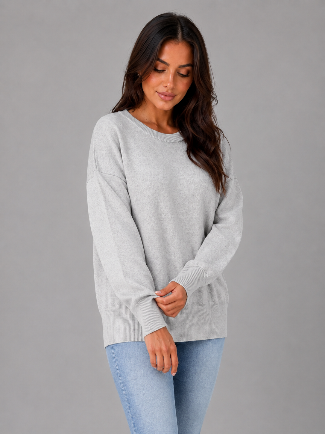 Women’s Oversized Knit Jumper with Crew Neck