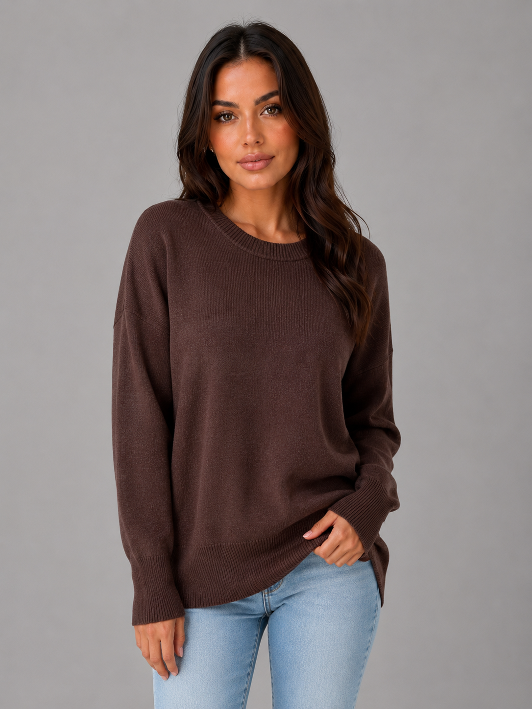 Women’s Oversized Knit Jumper with Crew Neck
