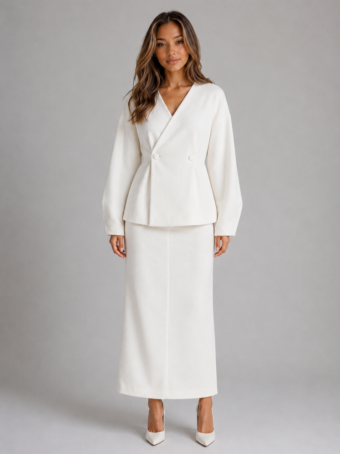 Women’s Peplum Jacket with Maxi Skirt