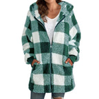 Women’s Plaid Hooded Coat with Comfort