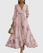 Women’s Pleated Maxi Dress with Ribbon Waist