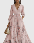 Women’s Pleated Maxi Dress with Ribbon Waist