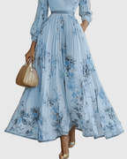 Women’s Pleated Maxi Dress with Ribbon Waist