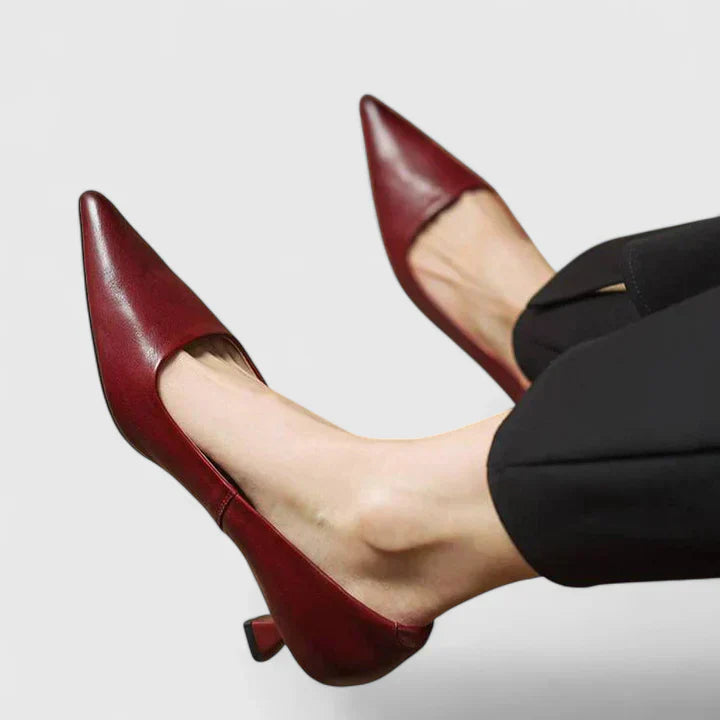 Women’s Pointed-Toe Kitten Heels - Comfortable Slip On Office Work Heels